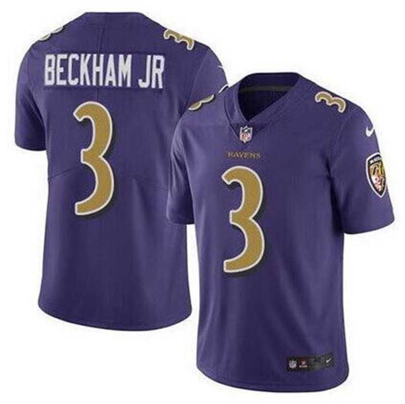 Men & Women & Youth Nike Baltimore Ravens #3 Odell Beckham Jr Purple Color Rush Limited Jersey